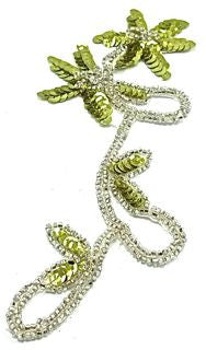 Flower with Lite Green Sequins and Silver Beads 8" x 3.5"