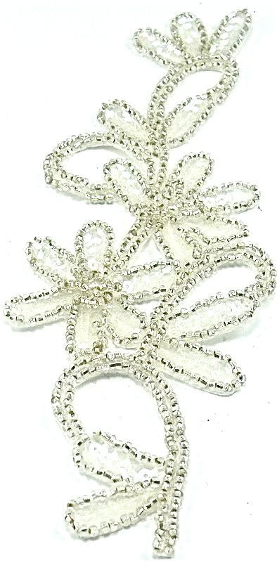 Flower Single with Iridescent Sequins and Silver Beads 8.5" x 3"