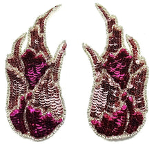 Load image into Gallery viewer, Flame Pair with Fuchsia and Pink Sequins 3&quot; x 8.5&quot;