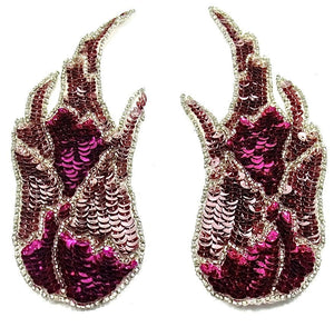 Flame Pair with Fuchsia and Pink Sequins 3" x 8.5"