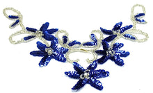 Load image into Gallery viewer, Flower Neckline with Dark Navy Blue Sequins and Silver Beads 11.5&quot; x 6&quot;
