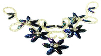 Flower Neck Line with Black Sequins and Silver Beads 11.5