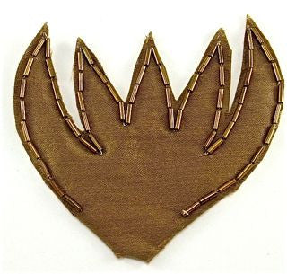 Designer Motif with Tan Satin and Beads 3.5" x 3"
