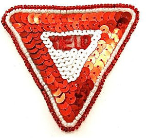 Yield Sign with Red and White Seqiuns and Beads 3" x 3"