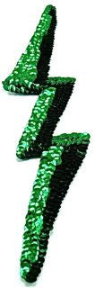 Lightening Bolt with Medium Emerald Green Sequins 11.5" x 2.5"