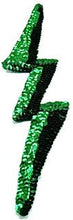 Load image into Gallery viewer, Lightening Bolt with Medium Emerald Green Sequins 11.5&quot; x 2.5&quot;