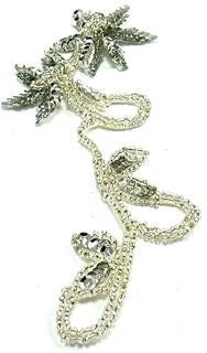 Flower with Silver Sequins and Beads - Rhinestone 8" x 3.5"