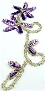 Flower Single with Light Purple Sequins and Silver Beads 8" x 3.5"