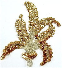 Load image into Gallery viewer, Leaf Pair and with Gold Sequins and Silver Beads 6&quot; x 3&quot;