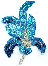 Load image into Gallery viewer, Leaf Single Turquoise Sequins and Silver Beads 6&quot; x 3&quot;