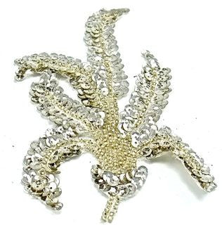 Leaf Single with Silver Sequins and Beads 6