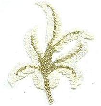 Load image into Gallery viewer, Leaf Single with China White Sequins and Silver Beads 6&quot; x 3&quot;
