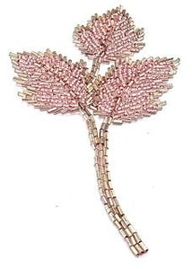 Leaf with Pink Beads 6"x 3"