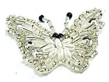 Load image into Gallery viewer, Butterfly with Silver Sequins and Beads with Pearls 2&quot; x 1.5&quot;
