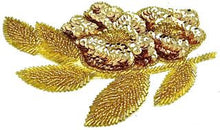Load image into Gallery viewer, Flower with Gold Beaded leafs and Sequin Flowers 6.5&quot; x 4&quot;