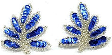 Load image into Gallery viewer, Leaf Pair with Royal Blue Sequins and Silver Beads 2&quot; x 1.5&quot;