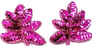 Leaf with Fuchsia Sequins and Beads 3