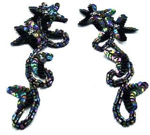 Flower Pair with Moonlite Sequins and Beads 6" x 2.5"