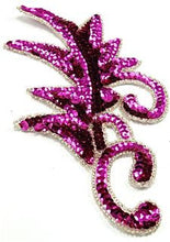 Load image into Gallery viewer, Leaf Motif with Dark Fuchsia Sequins Silver Beads