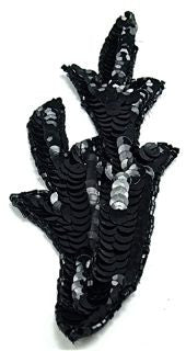 Leaf with Black Sequins and Beads 2.5