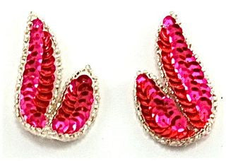 Leaf Pair Florescent Pink 1.25" x 2"