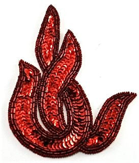 Designer Motif with Red Sequins and Beads 4.5" x 6"