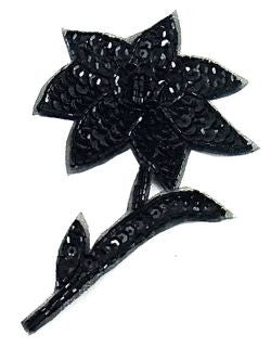 Flower Single with Black Sequins and Beads