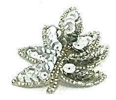 Leaf with Silver Sequins and Beads* 2" x 2.5"