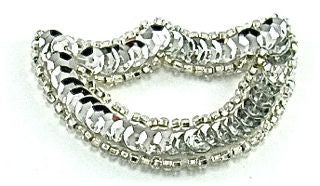 Designer Motif with Silver Sequins and Beads 2.5" x 1.5"