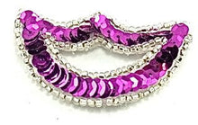 Load image into Gallery viewer, Designer Motif Fuchsia Sequins with Silver Beads 2.5&quot; x 1.5&quot;