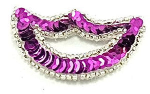 Designer Motif Fuchsia Sequins with Silver Beads 2.5" x 1.5"