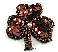Leaf with Bronze Sequins and Beads 1" x 1.5"