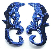 Load image into Gallery viewer, Designer Motif Pair with Royal Blue Sequins and Beads 8.5&quot; x 4&quot;