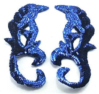 Designer Motif Pair with Royal Blue Sequins and Beads 8.5