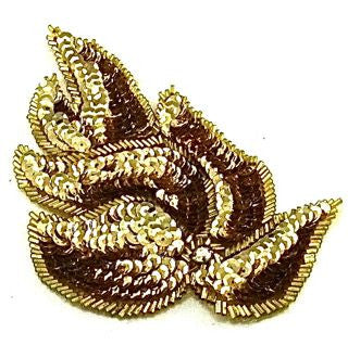 Leaf Motif Gold Single with Rhinestone 6" x 3.5"