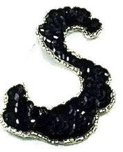 Load image into Gallery viewer, Designer Motif Single S Shaped Black with Silver Beads 2.5&quot; x 4&quot;