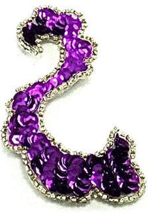 Designer Motif with Purple Sequins and Beads 2.5" x 4"