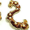 Designer Motif Gold Swirl Pair with Pearls 2.5" x 4"