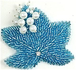 Epaulet with Turquoise Beads and Pearls 3" x 3"