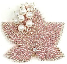 Load image into Gallery viewer, Epaulet with Pink Beads and White Pearls 3&quot; x 3&quot;