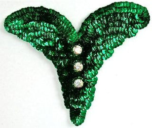 Design Motif with Emerald Green Sequins and AB Rhinestones 5" x 5"