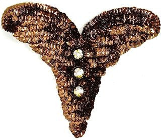 Design Motif with Bronze Sequins and AB Rhinestones 5" x 5"