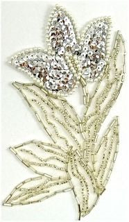 Flower with Silver Sequins and Beads 6