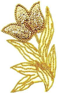 Flower with Gold Sequins and Beads 4" x 6"