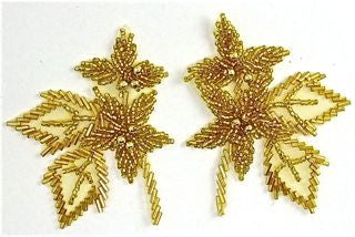 Flower Pair with Gold Beads 3" x 4"