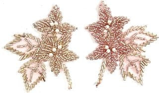 Pink Flower Beaded Pairs 3.5" x 3"