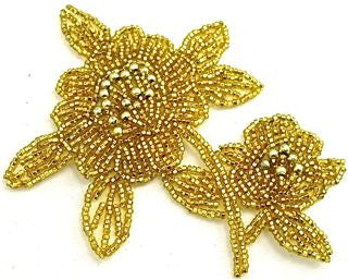 Flower with Gold Beads 4" x 5"