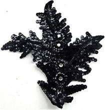 Load image into Gallery viewer, Leaf with Black Sequins and Rinestones 7&quot; x 6&quot;
