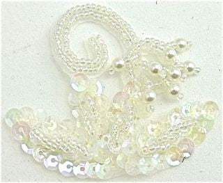 Design Motif with Iridescent Sequins and Beads 2" x 2.5"