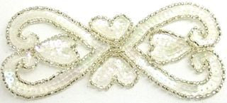 Designer Motif with Iridescent Sequins and Silver Beads 5.5" x 2.5"